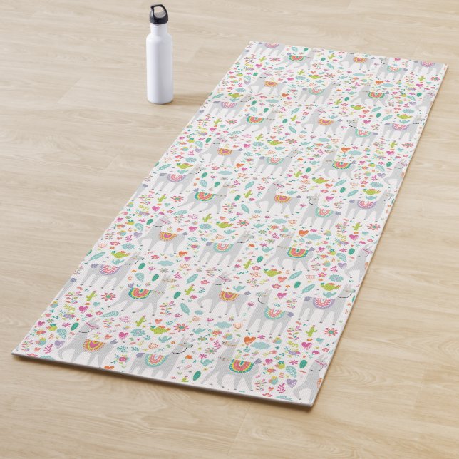 Cute Pastel Llama Pattern Yoga Mat (In Situ)