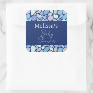 Cute Pastel Mermaid Tear Drop Girly Ocean Pattern Square Sticker