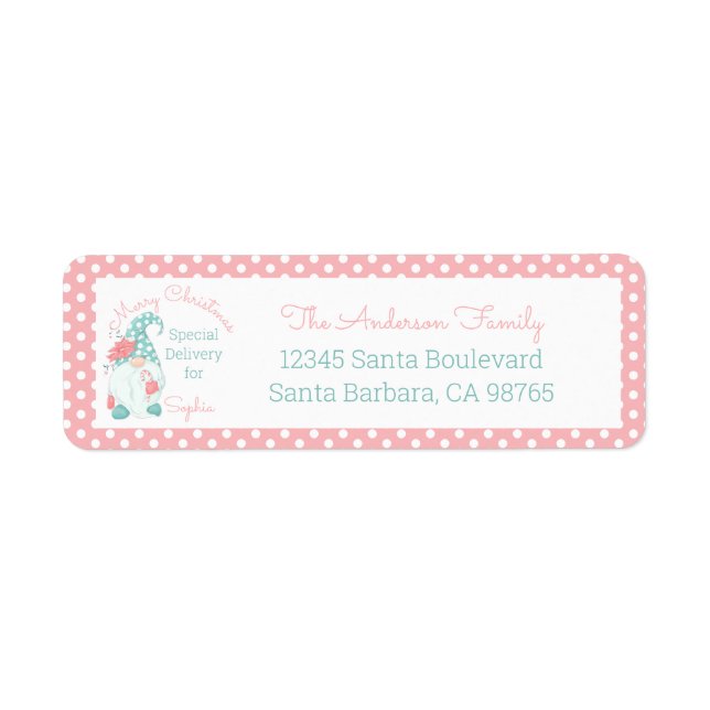 Cute Pastel Merry Christmas Customized Name Gnome  (Front)