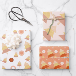 Cute Pastel Mid Blush Holiday Tree  Wrapping Paper Sheet