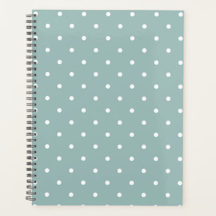 Cute Pastel Mint Green With White Polka Dot Spots  Planner