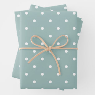 Cute Pastel Mint Green With White Polka Dot Spots Wrapping Paper Sheet