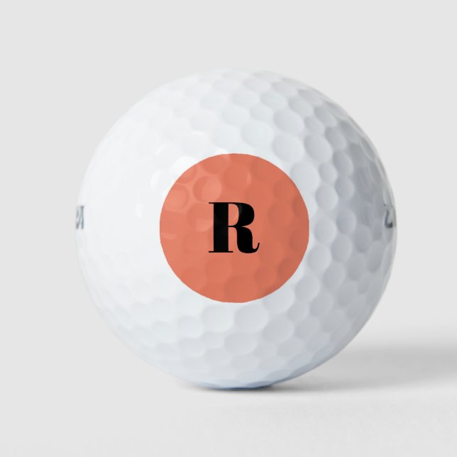 Cute Pastel Monogram Retro Lettering Golf Balls (Front)