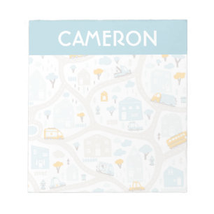 Cute Pastel Neighborhood Map Pattern Notepad