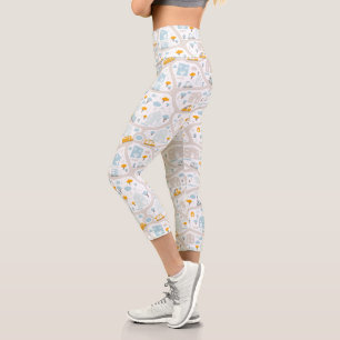 Cute Pastel Neighbourhood Map Pattern Capri Leggings