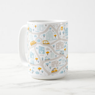 Cute Pastel Neighbourhood Map Pattern Coffee Mug