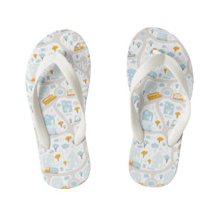 Cute Pastel Neighbourhood Map Pattern Kid's Flip Flops