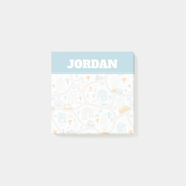 Cute Pastel Neighbourhood Map Pattern Post-it Notes (Front)