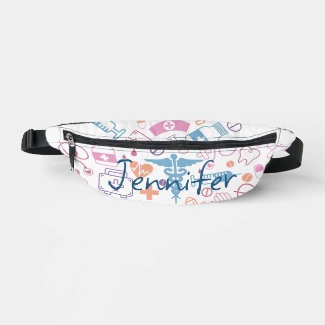 Cute Pastel Nursing Symbol Clip Art Custom Name  Fanny Pack (Front)