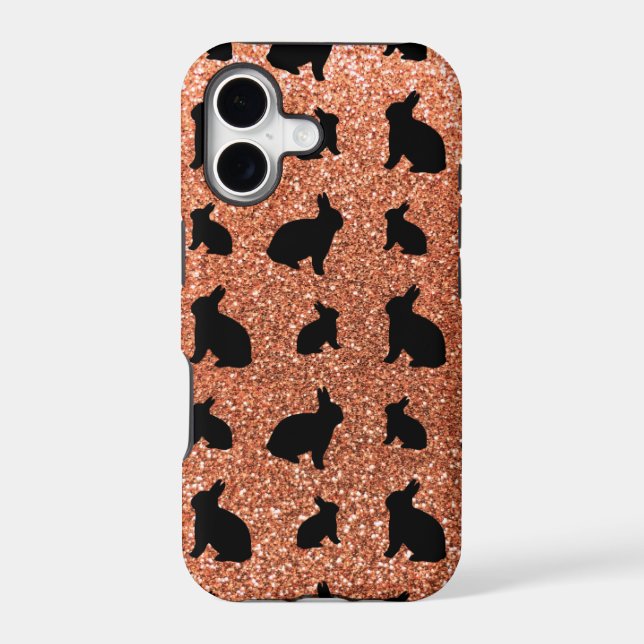 Cute pastel orange bunny glitter pattern (Back)