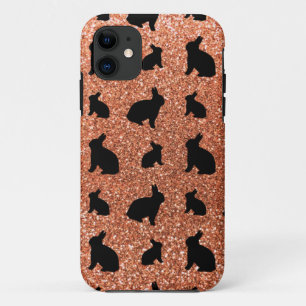 Cute pastel orange bunny glitter pattern iPhone 11 case