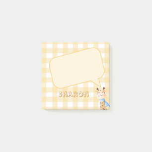 Cute Pastel Orange Gingham Thinking Cloud Post-it Notes