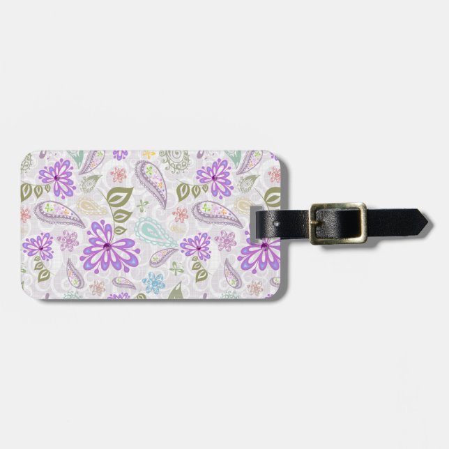 Cute pastel paisley patterns luggage tag (Front Horizontal)
