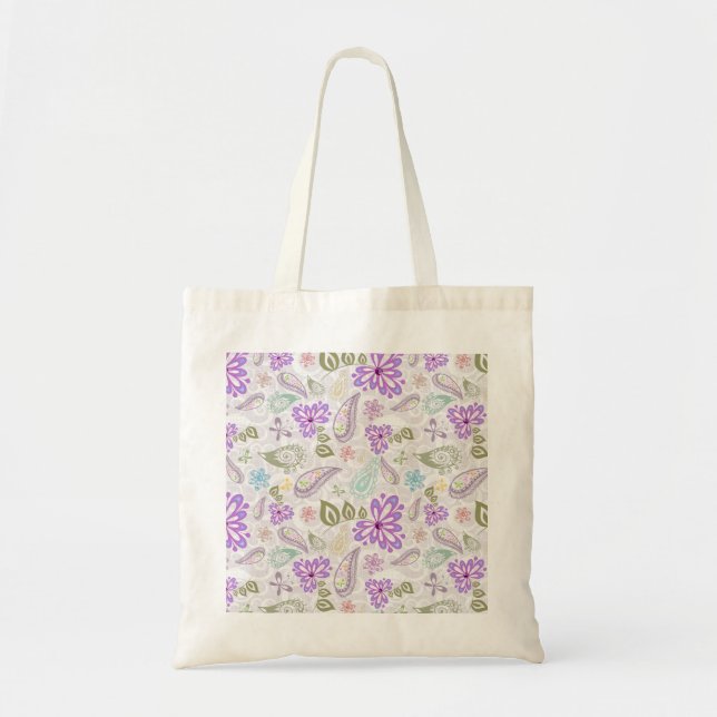 Cute pastel paisley patterns tote bag (Front)