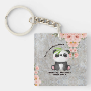 Cute Pastel Pandan and Pink Flower Floral  Keychain