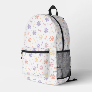 Cute Pastel Paw Print Printed Backpack