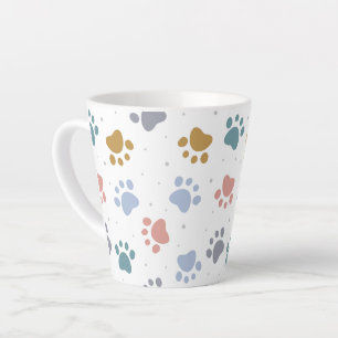 Cute Pastel Paw Prints Minimalist Pattern Latte Mug