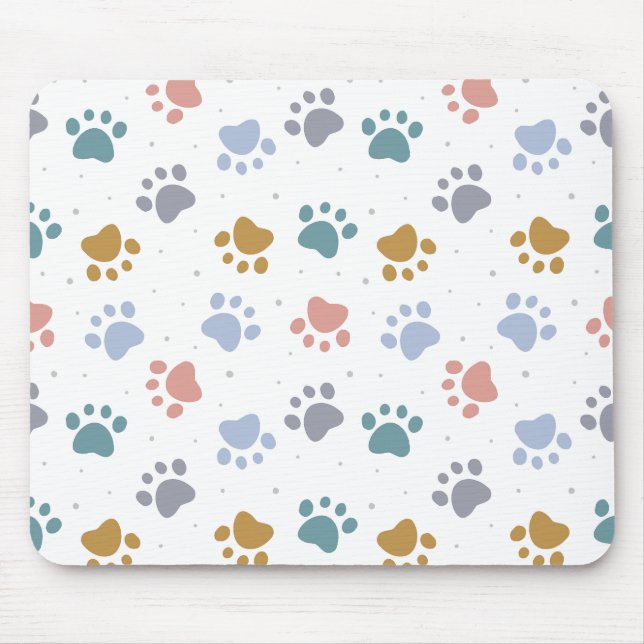 Cute Pastel Paw Prints Minimalist Pattern Mouse Pad (Front)