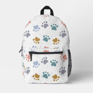 Cute Pastel Paw Prints Minimalist Pattern Printed Backpack