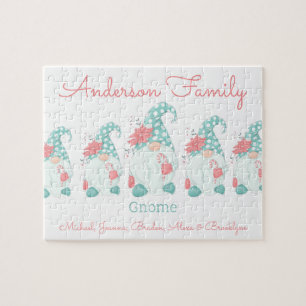 Cute Pastel Personalized Christmas Gnome Elf  Jigsaw Puzzle