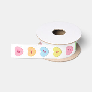 Cute pastel personalized conversation hearts satin ribbon
