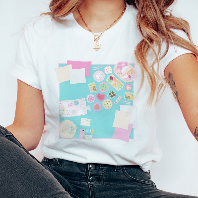 Cute Pastel Picnic Scene Summer TShirt (Créateur téléchargé)