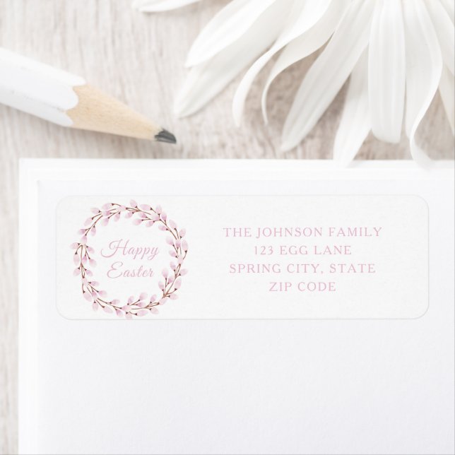 Cute Pastel Pink Adresse de retour de Pâques (En situation)