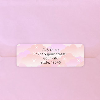 Cute Pastel Pink Aesthetic Clouds Return Address