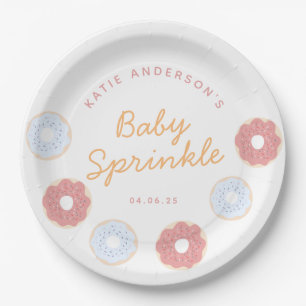Cute Pastel Pink and Blue Doughnuts baby Sprinkle Paper Plate