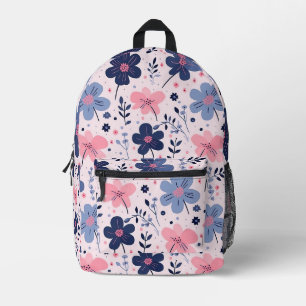 Cute Pastel Pink And Blue Floral Spring Garden Printed Backpack
