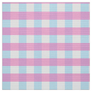Cute Pastel Pink Blue Gingham Check Fabric