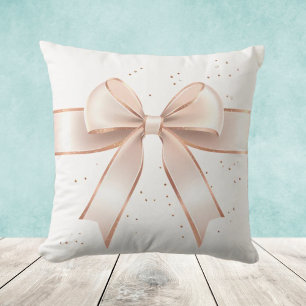 Cute pastel pink bow kid's room throw pillow