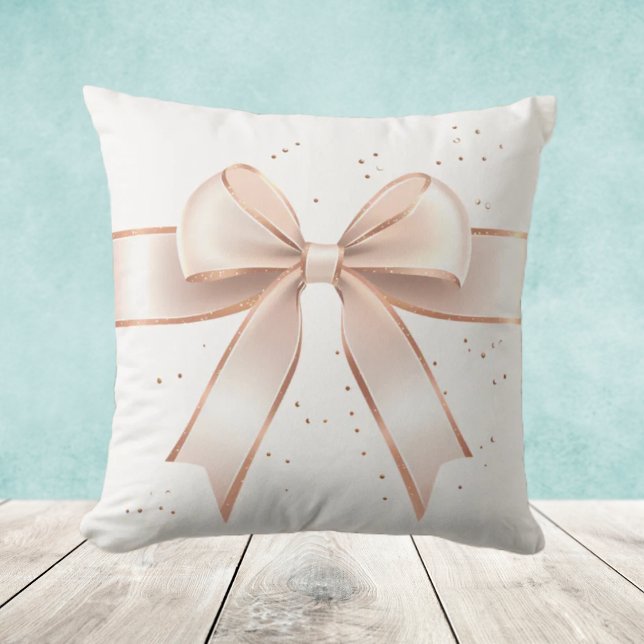 Cute pastel pink bow kid's room throw pillow (Creator Uploaded)