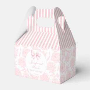 Cute pastel pink bow ribbon baby girl shower favor box