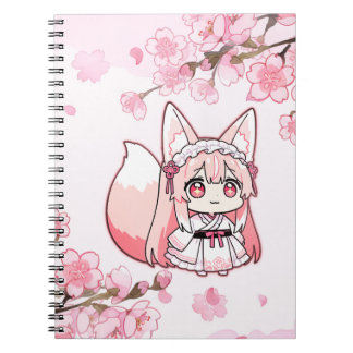 Cute Pastel Pink Chibi FoxGirl  Notebook