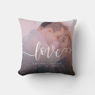 Cute Pastel Pink Colour Love Photo Throw Pillow