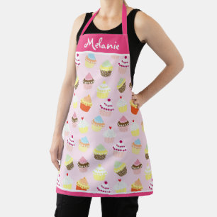 Cute Pastel Pink Cupcakes Pattern Personalised Apron