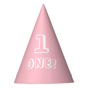 Cute pastel pink custom number age year birthday party hat