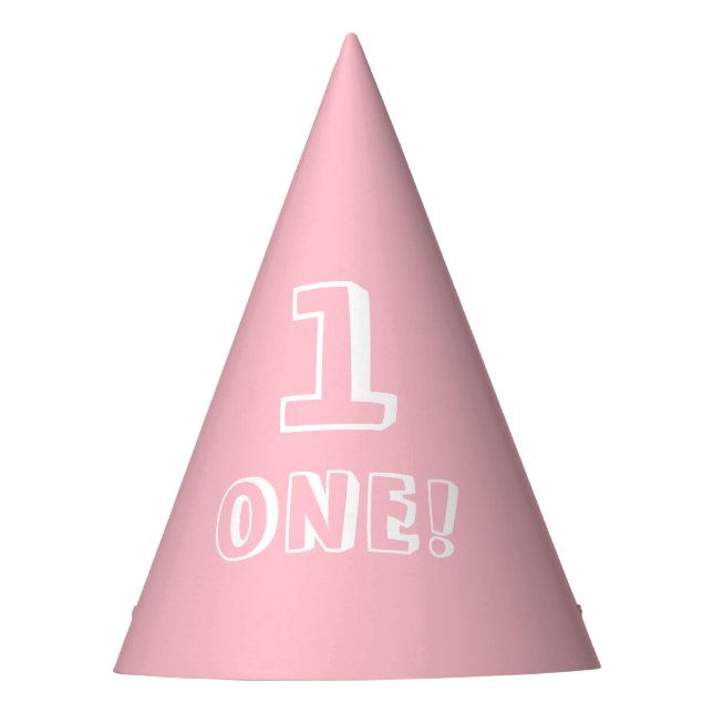 Cute pastel pink custom number age year birthday  party hat (Front)