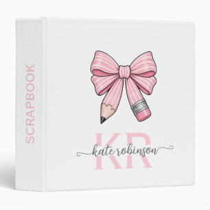 Cute Pastel Pink Cute School Pencil Bow  Binder