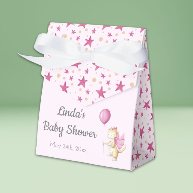 Cute Pastel Pink Dragon Baby Shower Favor Box (Creator Uploaded)