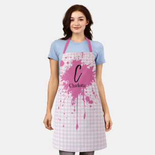 Cute Pastel Pink Gingham Apron
