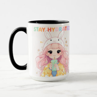 Cute Pastel Pink Hair Stay Hydrated graphic Mug