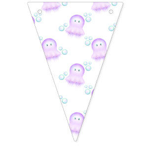 Cute Pastel Pink Kids Watercolour Jellyfish Bunting Flags