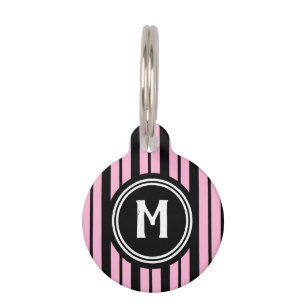 Cute Pastel Pink Monogram Dog Tag