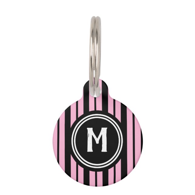 Cute Pastel Pink Monogram Dog Tag (Front)