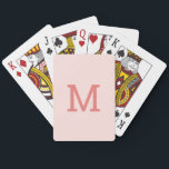 Cute Pastel Pink Monogram Initial Playing Cards<br><div class="desc">These playing cards feature one customizable initial letter in a classic font.   Makes a thoughtful personalized gift for any occasion.  A nice gift for bridesmaids,  party favours,  birthdays,  stocking stuffers,  and more.  Choose from one of several main colour options.</div>