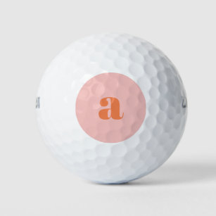 Cute Pastel Pink Orange Monogram Retro Lettering Golf Balls