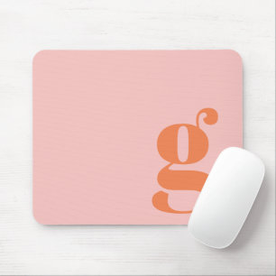 Cute Pastel Pink Orange Monogram Retro Lettering Mouse Pad