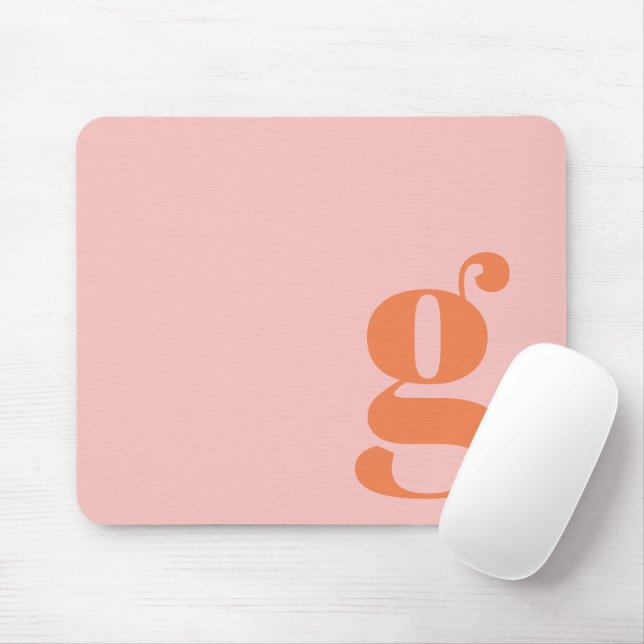 Cute Pastel Pink Orange Monogram Retro Lettering  Mouse Pad (With Mouse)